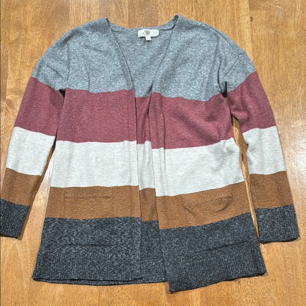 PINK Victoria's Secret Gray and Pink Knit Cardigan